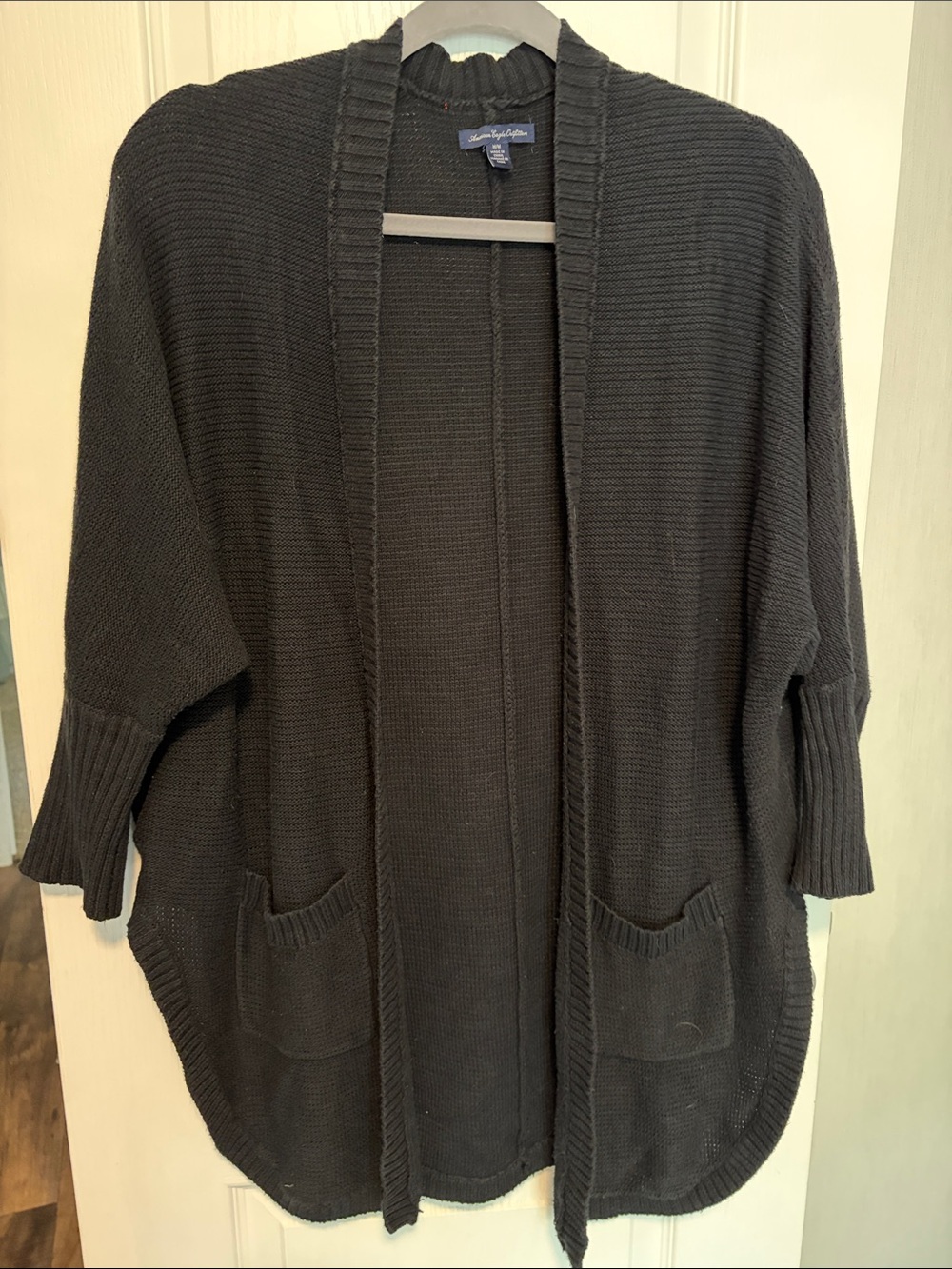 American Eagle Outfitters Black Open-Front Ribbed Cardigan 🖤